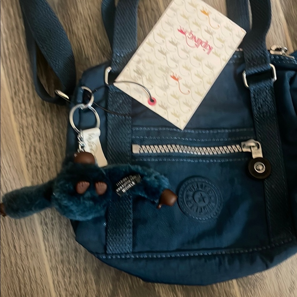 Kipling Teal Crossbody Bag with Monkey Key Charm